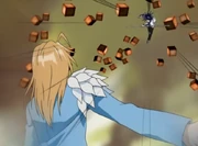 Alviss attacking Rolan from the air.