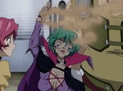 Sarah dying as she turns to dust.