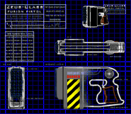 The fusion pistol's schematics, as seen in a Marathon 2 terminal