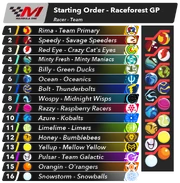 The starting line-up for the race