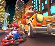 Die Strecke mit Mario und Mega-Donkey Kong