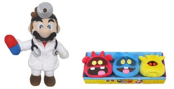 Sanei Trading Dr. Mario World Plush Toy - 11x13.5x24cm Soft Stuffed Character