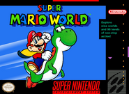 The North American boxart for Super Mario World.