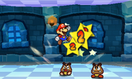 Mario using an early version of the Hopslipper sticker