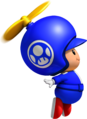 Toad bleu hélice dans New Super Mario Bros. Wii.