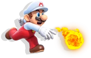 Fire Mario with a drop shadow behind him