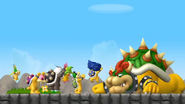 The Koopalings pushed Bowser back.