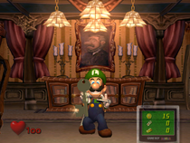 Luigi ayant récupéré une clé dans le salon