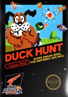 Super Smash Bros. for Nintendo 3DS / Wii U promotional image of Duck Hunt being a newcomer, with Pit, Mario, Samus and Sonic being depicted in their 8-bit sprites (except Sonic, whose sprite is reused from the Sonic the Hedgehog platformers for Sega Genesis)