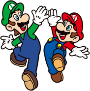 Luigi and Mario sharing a high five