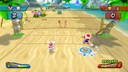 A 2-on-2 Volleyball match in Mario Sports Mix