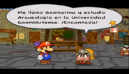 Goomarina presentándose a Mario en Paper Mario: La Puerta Milenaria