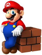 Mario leaning at Brick Block