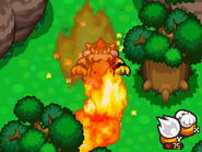 Bowser breathing fire in Mario & Luigi: Bowser's Inside Story