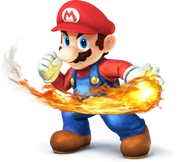 Mario, usually in the spinoffs, such as Super Smash Bros., is associated with fire.