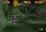 Metal Mario in Hazy Maze Cave in Super Mario 64.