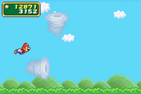  moving in the air, some time after being flung from the slingshot