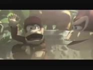 Mario Super Sluggers screenshot of Diddy, after being rescued by Donkey Kong