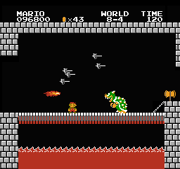 Bowser can throw hammers and  in  of Super Mario Bros.