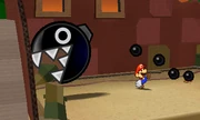 A Big Chain Chomp in Chomp Ruins in Paper Mario: Sticker Star