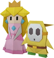 Princess Peach with King Olly disguised as a Shy Guy