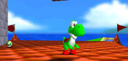 Yoshi sur le toit du château dans Super Mario 64