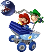 Baby Mario and Baby Luigi in Goo-Goo Buggy MKDD artwork