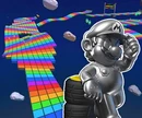 Icône Route Arc-en-ciel A avec Mario de métal