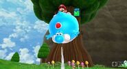 Yoshi tras haber comido una fruta azul en Super Mario Galaxy 2