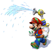 SMS dirty Mario and FLUDD spraying artwork