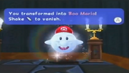 The message displayed when first transforming into Boo Mario in Super Mario Galaxy
