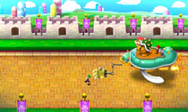 Luigi fuyant le tortue-jet