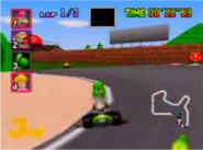 Yoshi racing in Mario Raceway