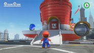 Mario in front of the Odyssey.