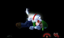 Luigi réveillé par un Ectochien (en scannant l'amiibo de Luigi)