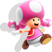 Toadette with a drop shadow behind her
