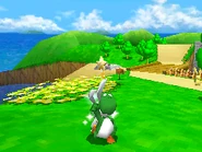 Yoshi gets the key to the empty room after catching the final glowing rabbit.