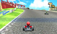 Mario approaching the bridge in Wuhu Loop