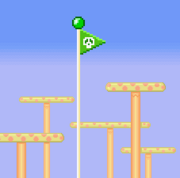 Ein Zielpfahl aus Super Mario All-Stars