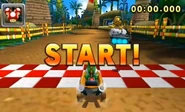 Mario Kart 7 screenshot of Yoshi starting the race
