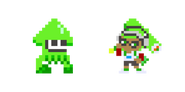 Inkling Chico Verde Calamar en Super Mario Maker.