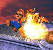 SM64 Bowser burning Mario artwork
