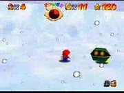 Mario near a Moneybag in Super Mario 64.
