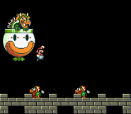 Mario en el jefe final Bowser.