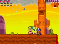 Peach standing next to a Sad Rex