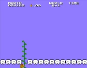 Mario climbs a Vine to a secret area.