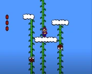 Mario climbing the Vines.