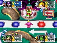 Peach buying a Reverse Mushroom from Baby Bowser's Joint