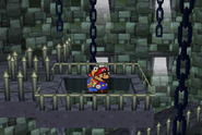 Mario in the trap that the Yellow Koopa Bro. set up