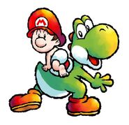 Artwork junto a Bebé Mario en Super Mario World 2: Yoshi’s Island